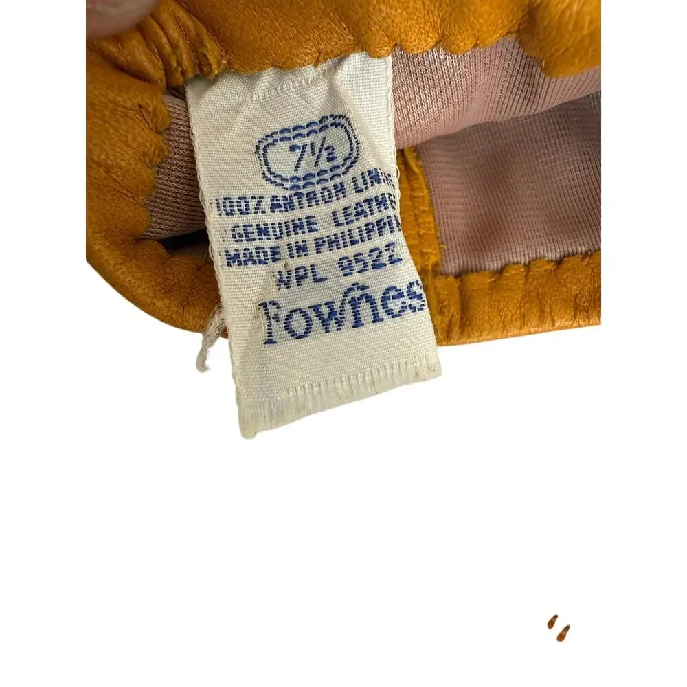Vintage Fownes Genuine Leather Gloves Camel Tan Kidskin Lambskin Size 7.5